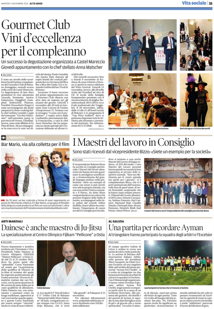 L'Istruttore, Fiduciario Ju-Jitsu Comitato FIJLKAM Bolzano e Vice Presidente A.S.D. Judokwai Bolzano Fabio Dainese diventa anche Maestro di Ju-Jitsu FIJLKAM