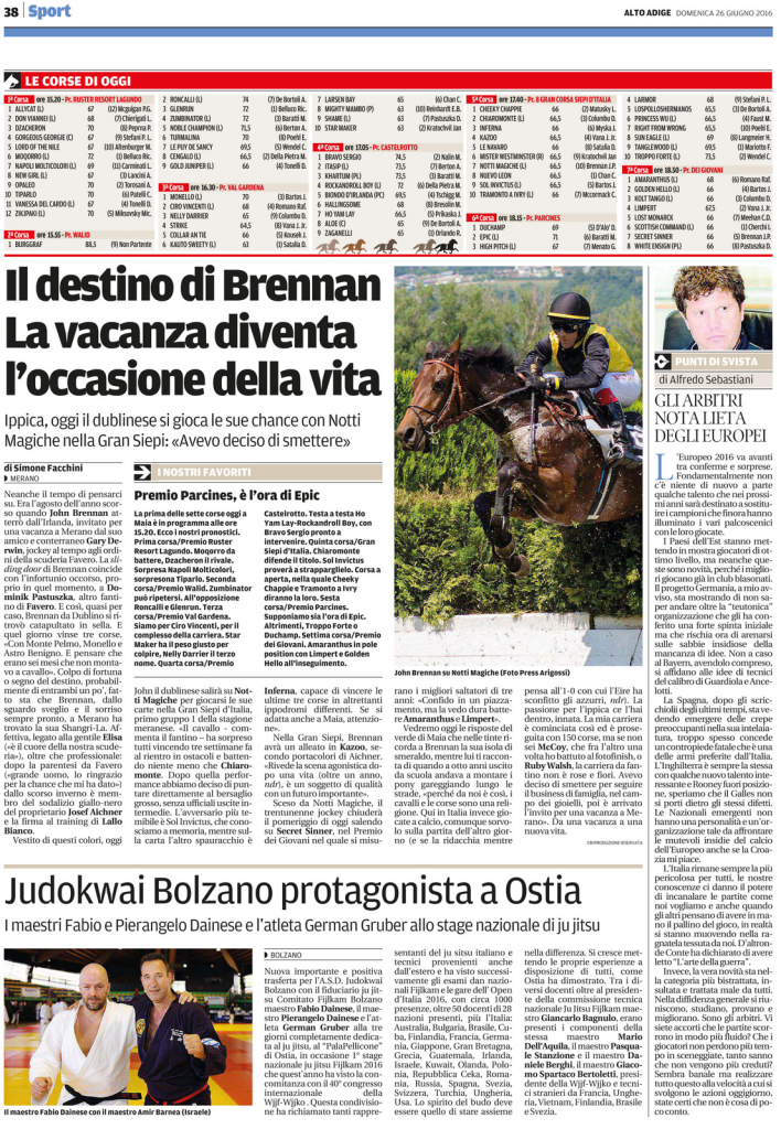 Quotidiano Alto Adige - 26.06.2016 - pag. 38 -