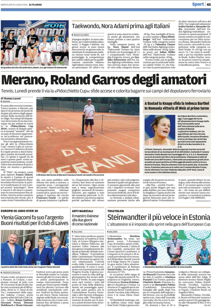 Quotidiano Alto Adige 20.07.2016_ pag. 45