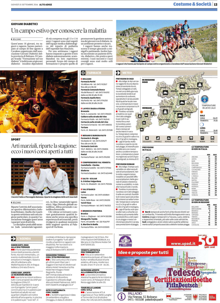 Quotidiano Alto Adige 15.09.2016_pag. 13