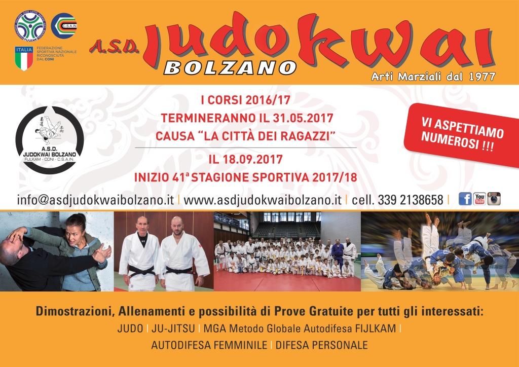 A.S.D. Judokwai Bolzano   Fine Corsi 40° Stagione sporttiva 2016_2017 e Corsi 41° Stagione sportiva 2017_2018