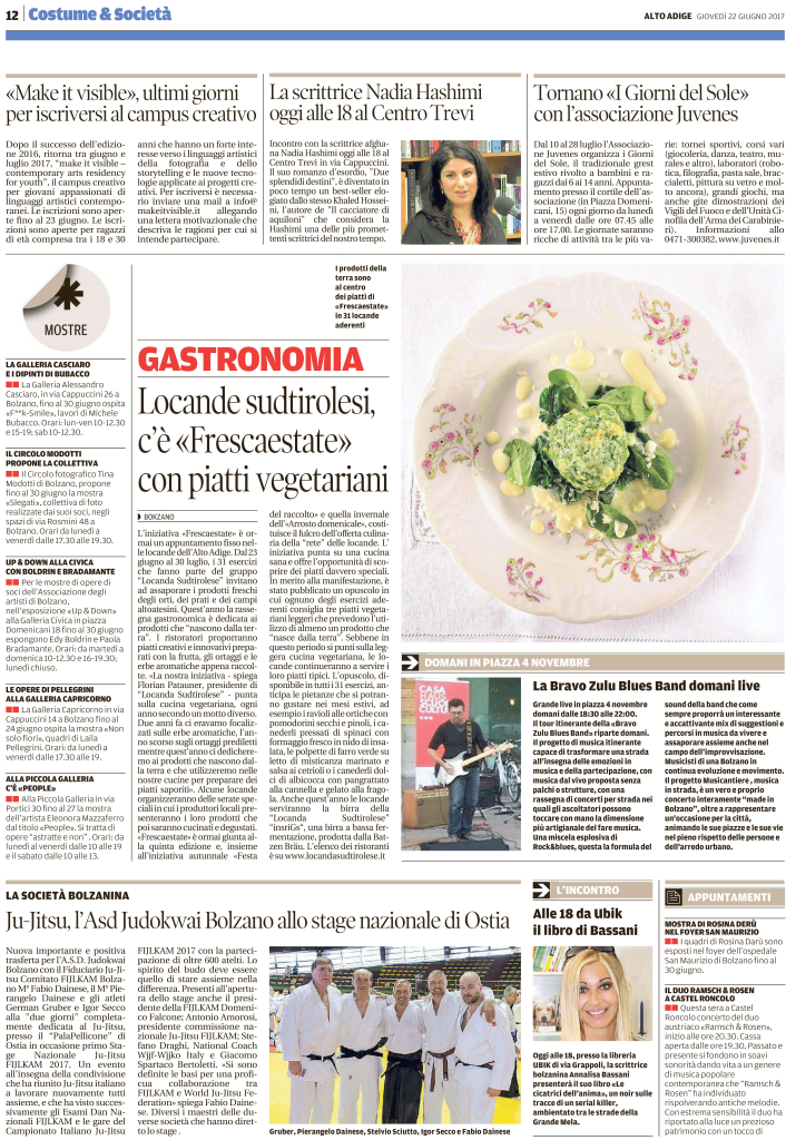 Quotidiano Alto Adige 22.06.2017 pag. 12